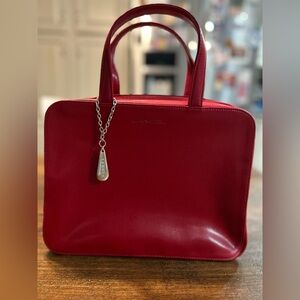Lancel Authentic Red Leather Double Handled Handbag Excellent Condition